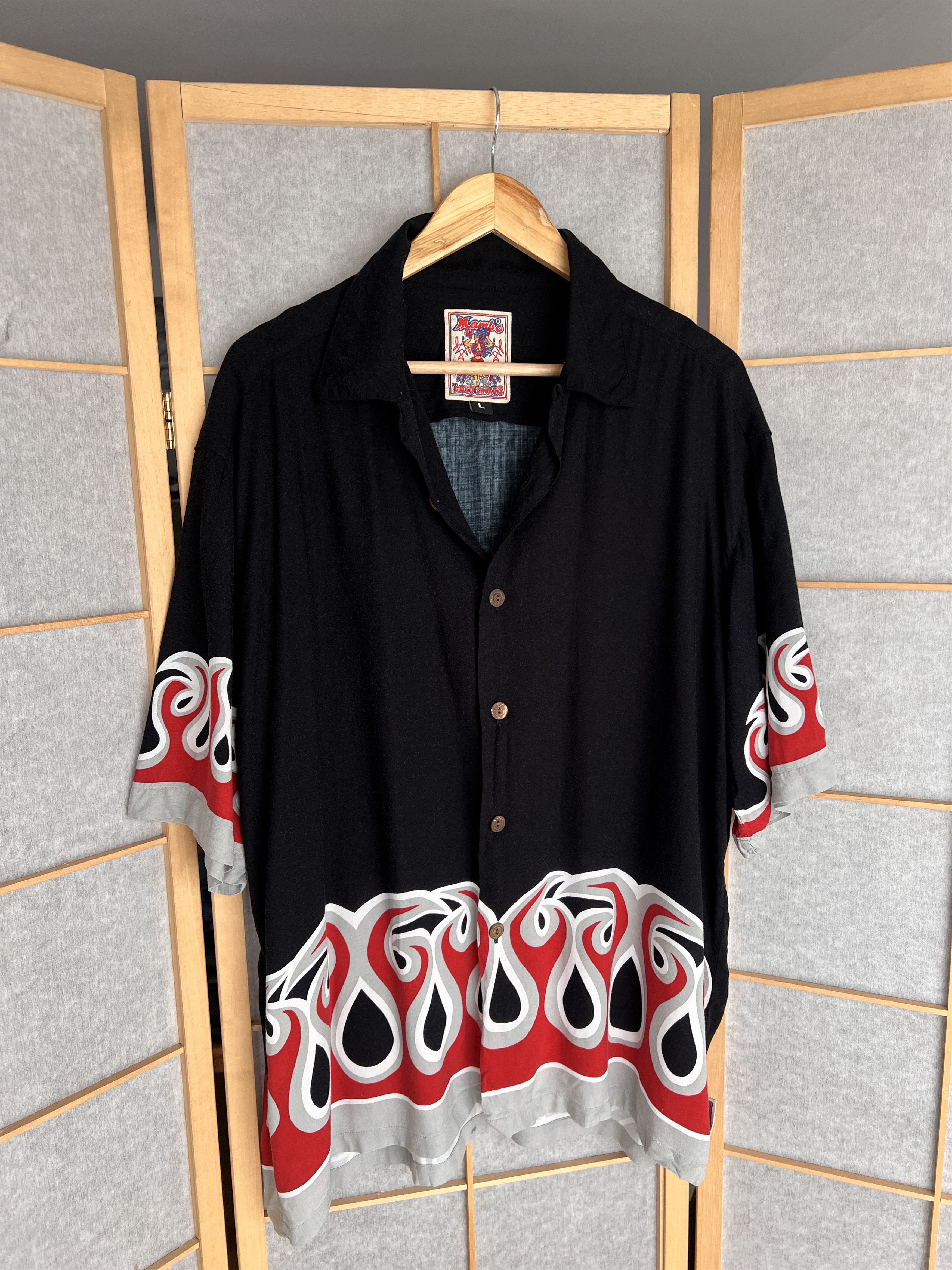 Mambo Crazy! Mambo vintage 1990s Hawaiian shirt printed flame rare Size US L / EU 52-54 / 3 - 8 Thumbnail