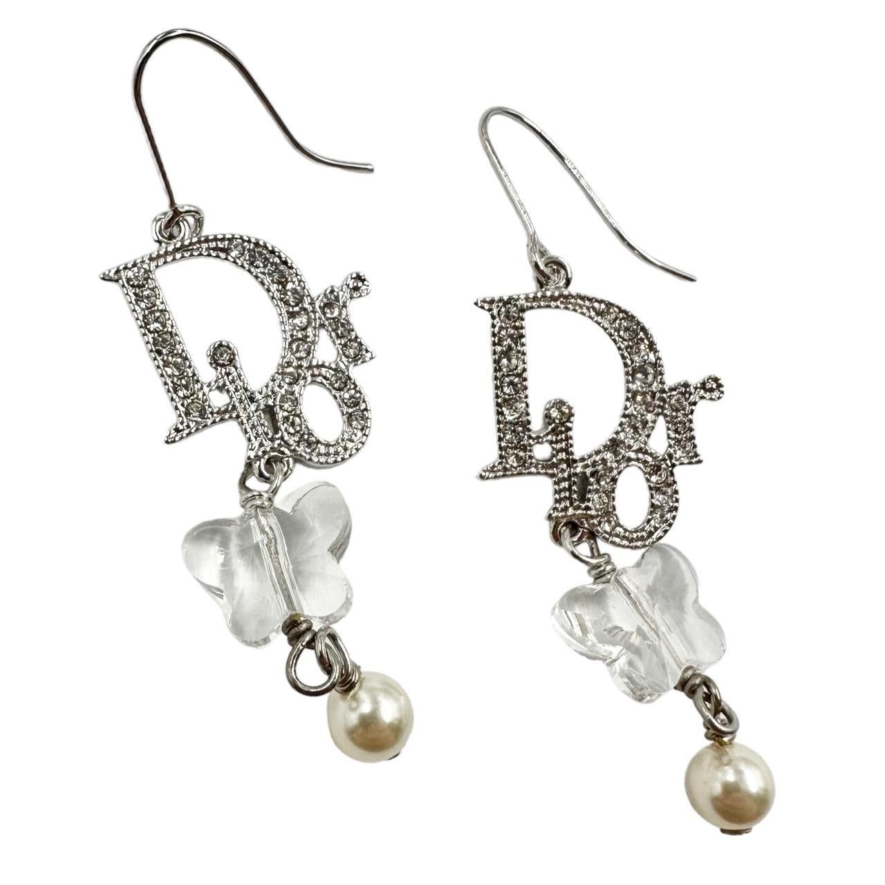 image of Vintage Dior Butterfly Earrings in Silver, Women's