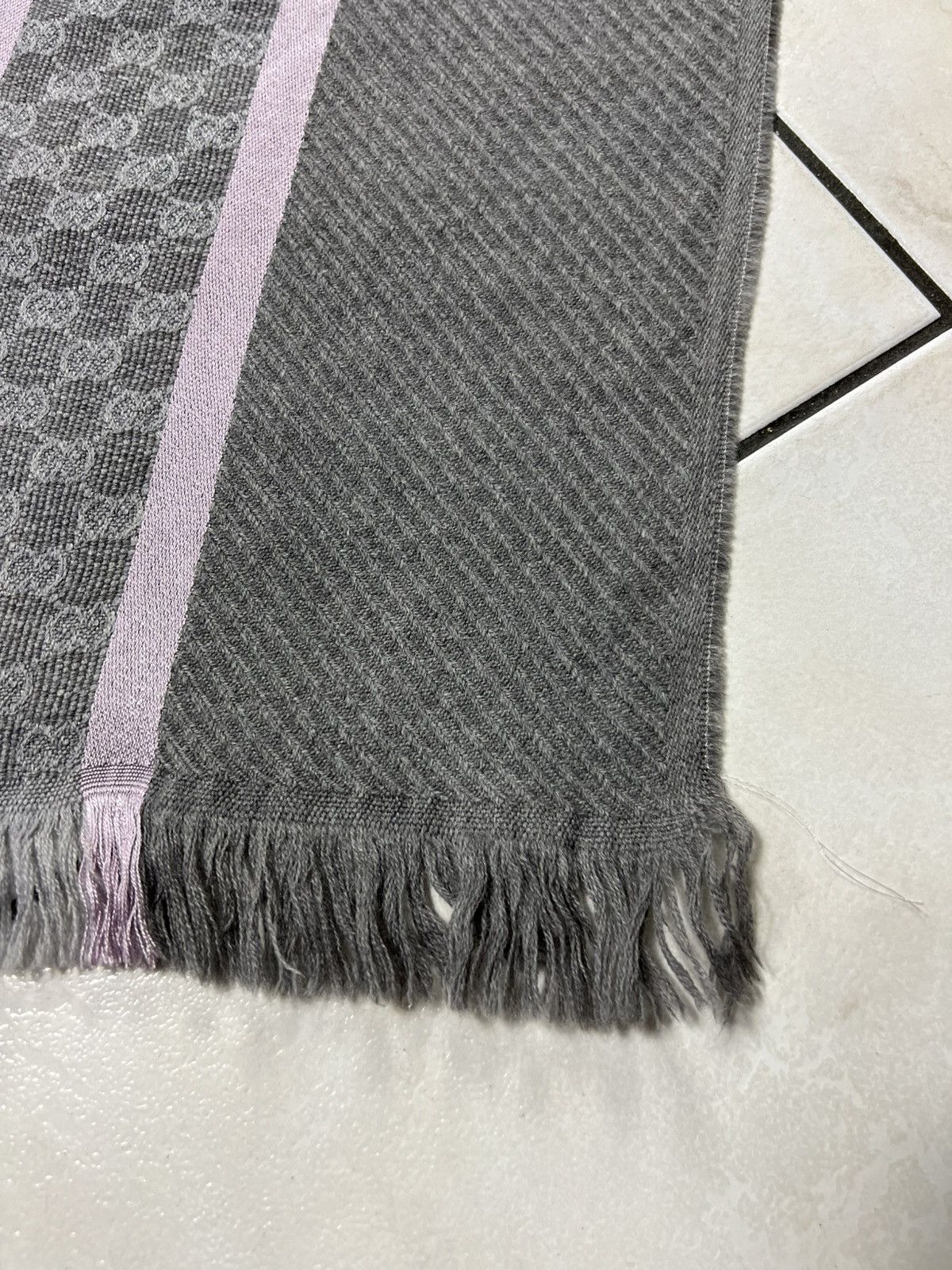 Gucci Gucci Tom Ford wool silk muffler scarf monogram stripe logo Size ONE SIZE - 7 Thumbnail