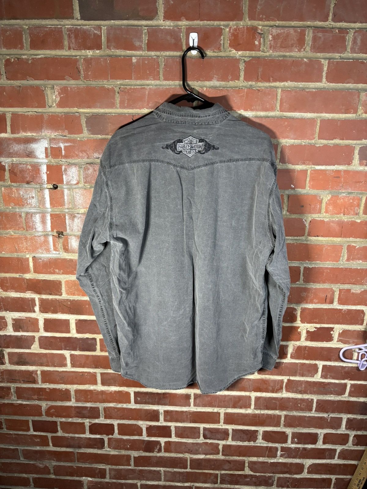 Harley Davidson Harley Davidson Embroidered Grey Button Down Shirt Adult XL Size US XL / EU 56 / 4 - 6 Thumbnail