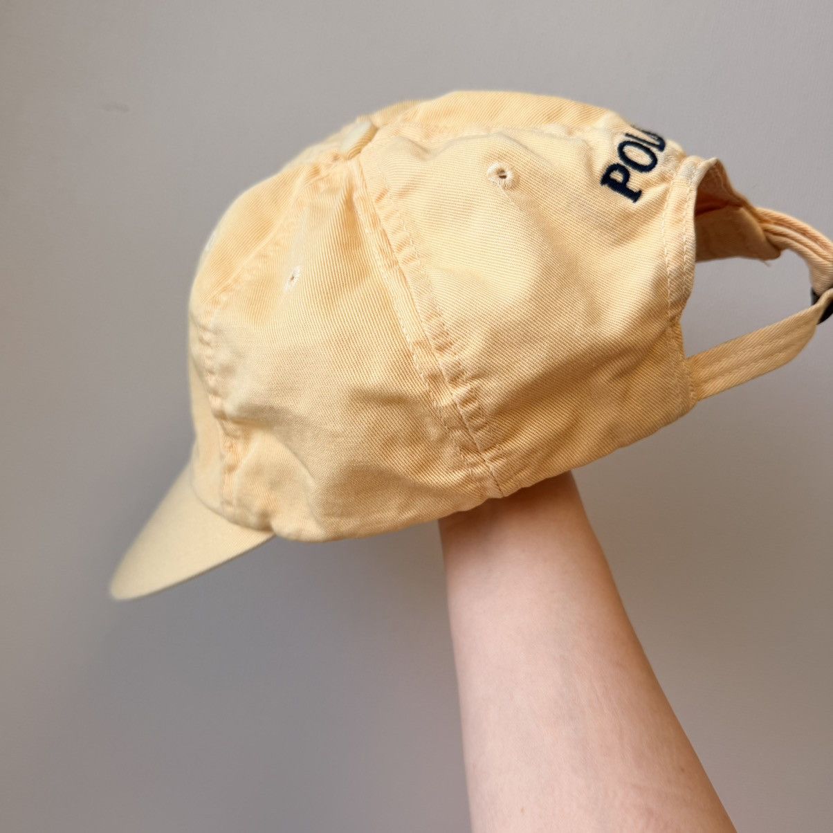 Polo Ralph Lauren Vintage Polo Ralph Lauren Yellow Chino Cap Navy Pony USA Size ONE SIZE - 4 Thumbnail