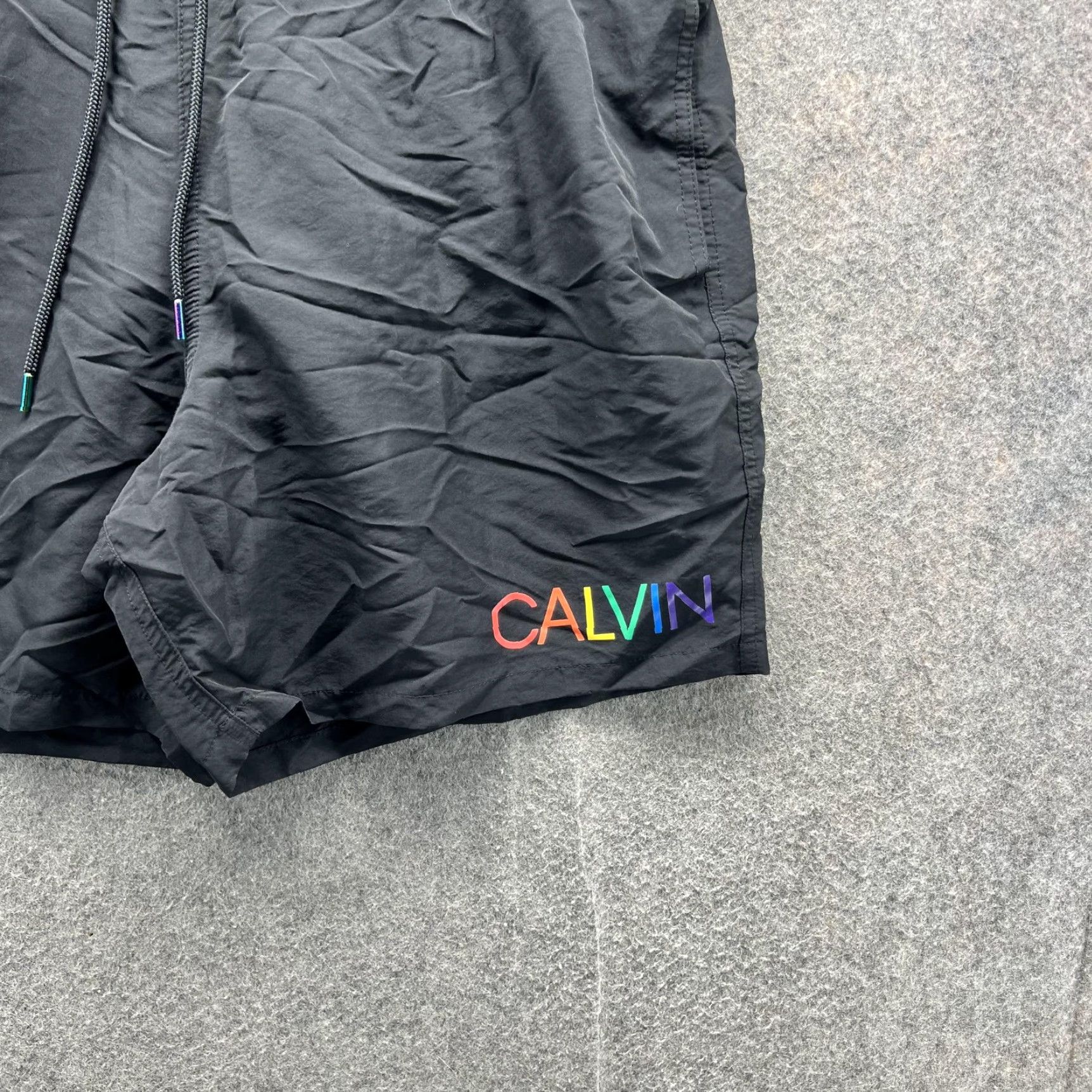 Calvin Klein Calvin Klein Swim Trunks Shorts Mens XXL Black Rainbow Pride Logo Drawstring Size US 39 - 7 Thumbnail