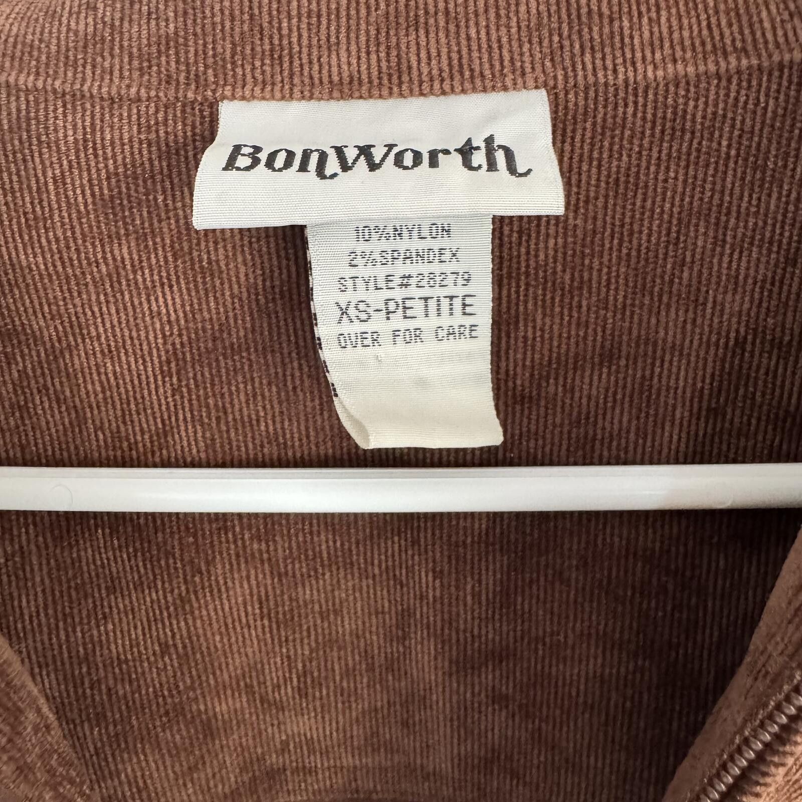 Other BonWorth Stud Brown Corduroy Zip-Up Jacket-XS-P Size XS / US 0-2 / IT 36-38 - 2 Thumbnail