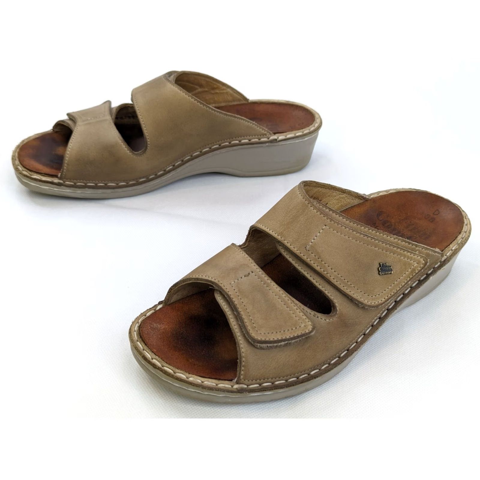 Vintage Finn Comfort Sandals Women US 8 EU 38 Cream Leather Comfort Hook Loop Walking Shoes Slide Casual Summer Size US 8 / IT 38 - 5 Thumbnail
