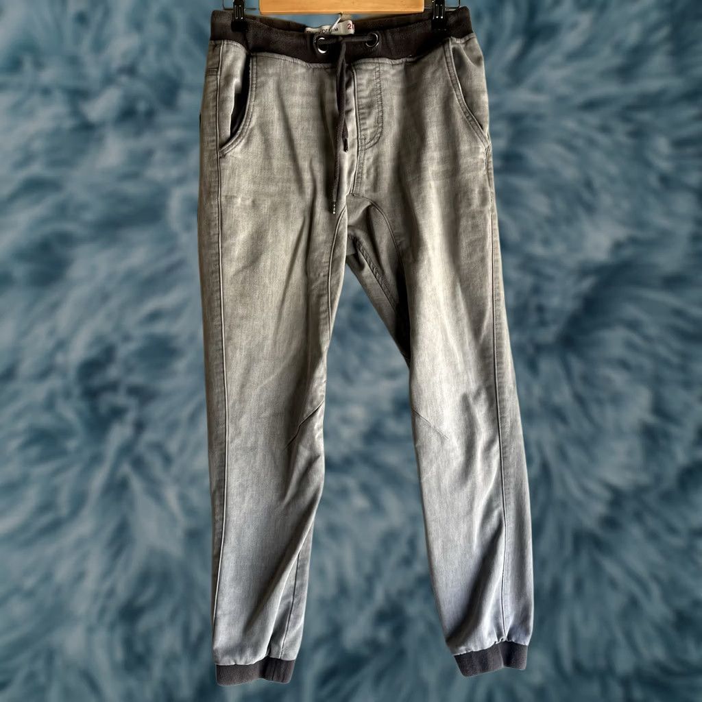 Denime Track Denim Jogger Pants Mens Cotton Denim Gray 28 Elastic Cuffs Adjustable Waist Skinny Inseam 30 Size US 28 / EU 44 - 1 Thumbnail