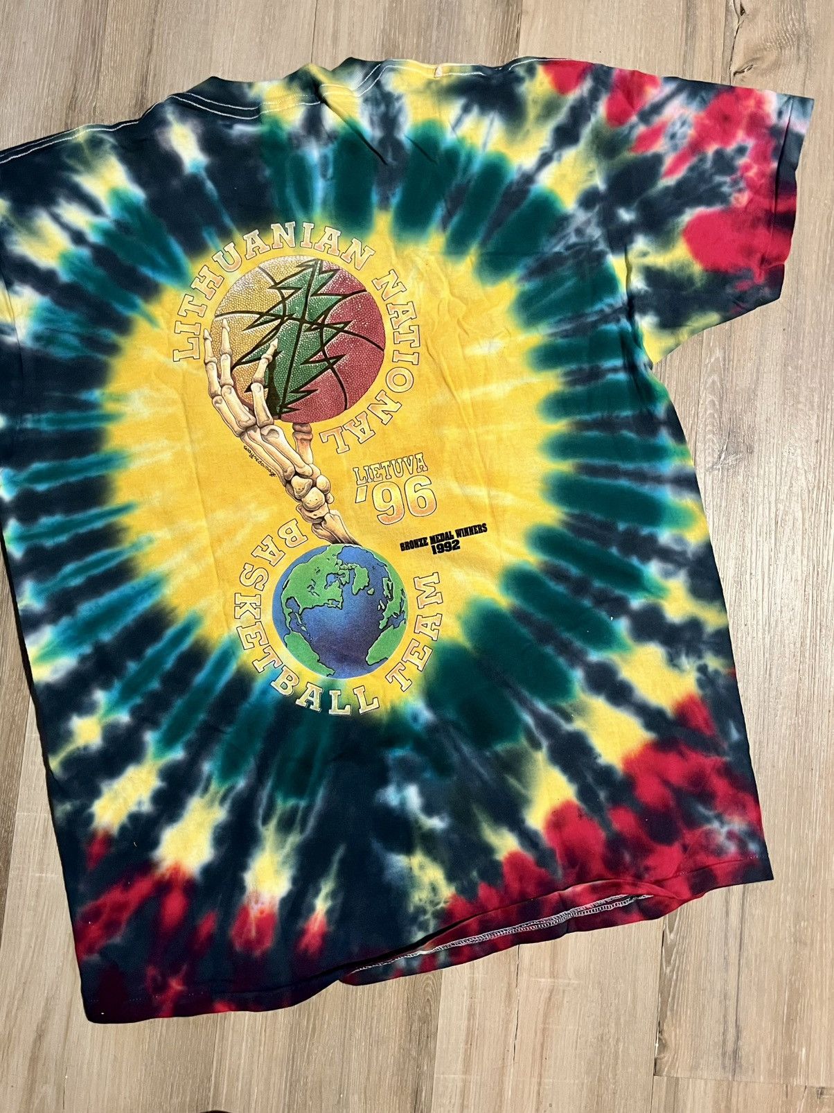 Vintage Grateful Dead 1996 Lithuania tie-dye basketball T-shirt Size US XL / EU 56 / 4 - 13 Thumbnail