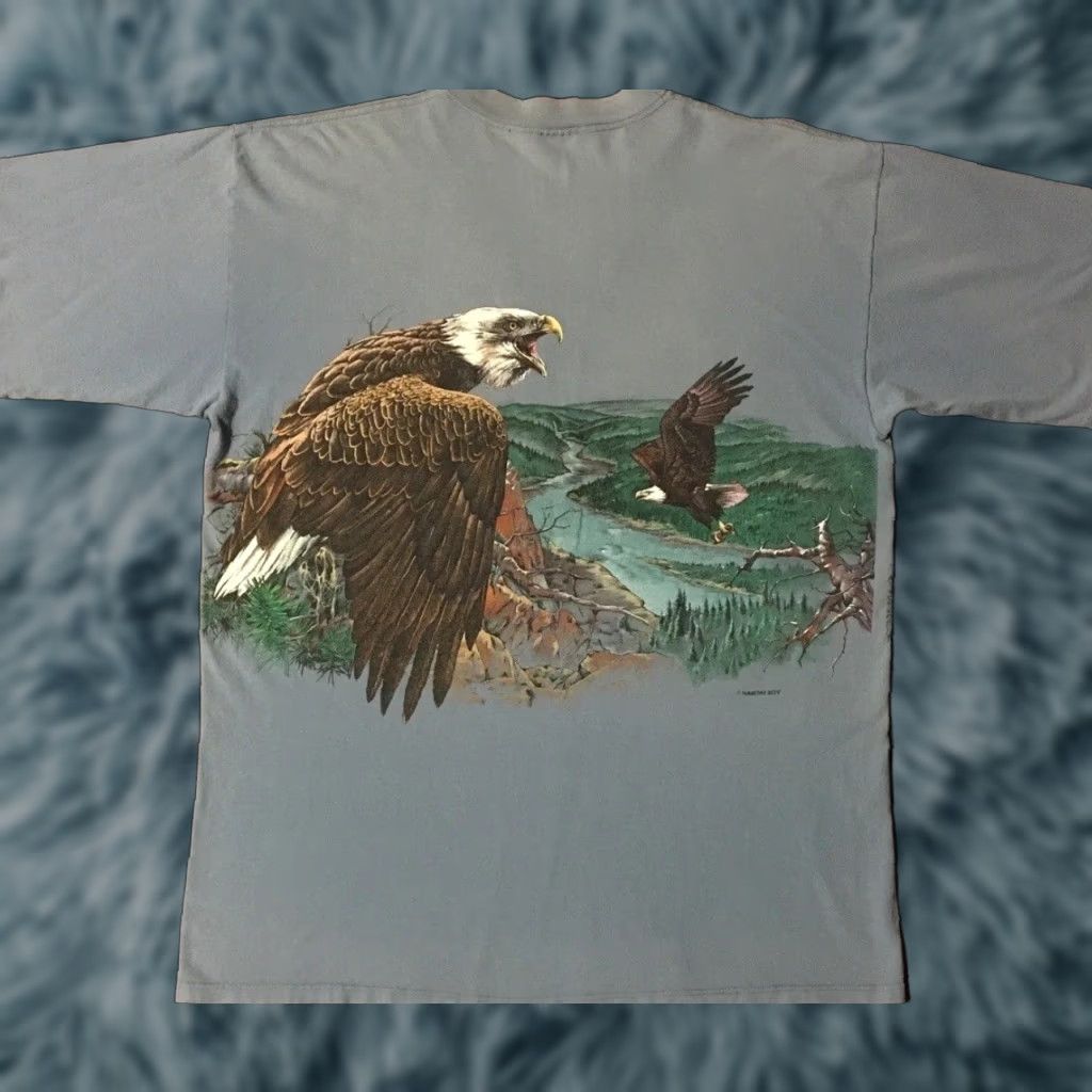 Vintage VINTAGE Eagle All Over Print Shirt 90s XL Blue USA Nature Animal Art Grunge Harley 80 Mens Biker Rockabilly 80s 90s University Wildlif Size US XL / EU 56 / 4 - 1 Thumbnail
