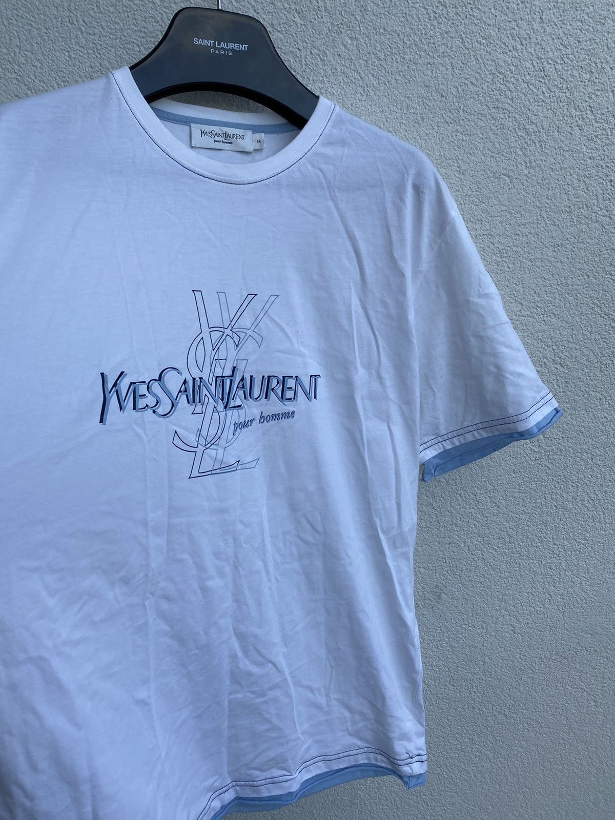 Yves Saint Laurent White YSL T-shirt Big Logo Summer YSL Shirt Size US M / EU 48-50 / 2 - 3 Thumbnail