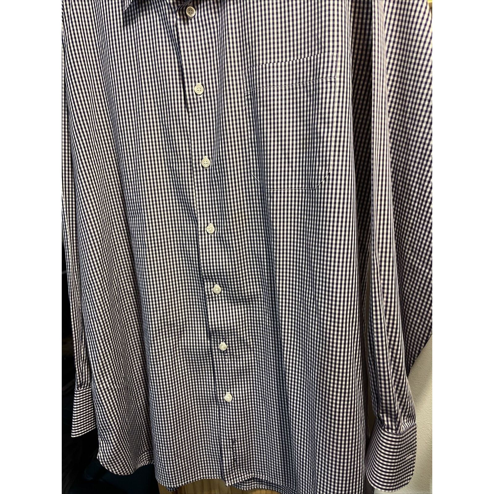 Nordstrom John W Nordstrom 17.5 35 Purple Check LS Egypt Cotton Shirt Size US XXL / EU 58 / 5 - 7 Thumbnail