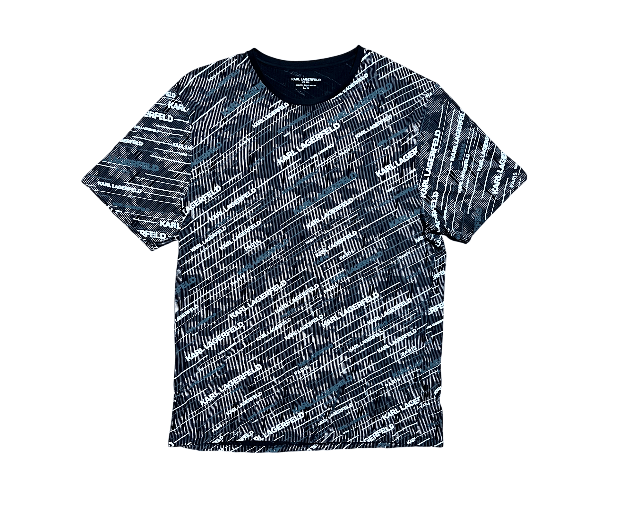 Karl Lagerfeld Karl Lagerfeld Paris All Over Print Logo Black White T-Shirt Size US L / EU 52-54 / 3 - 1 Thumbnail
