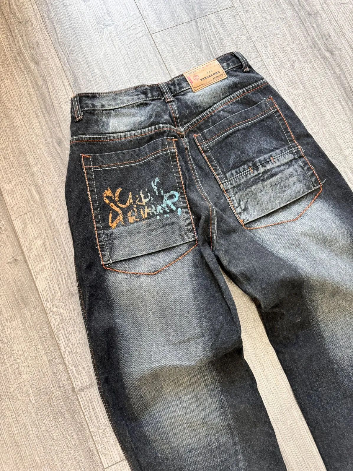 Ed Hardy VINTAGE Y2K RAW BLUE BAGGY CYBER WING DENIM SEQUIN JEANS 36 Size US 31 - 12 Thumbnail