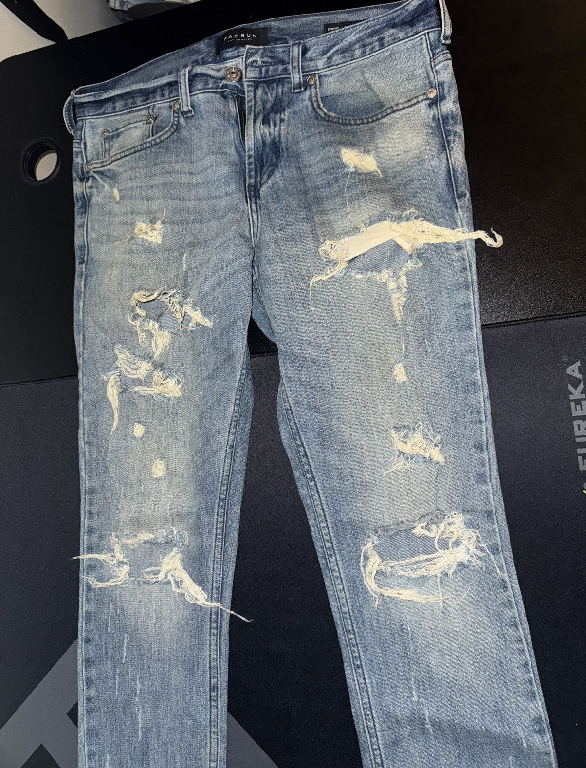 Vintage Men Blue Ripped Skinny Jeans Size US 30 / EU 46 - 4 Thumbnail