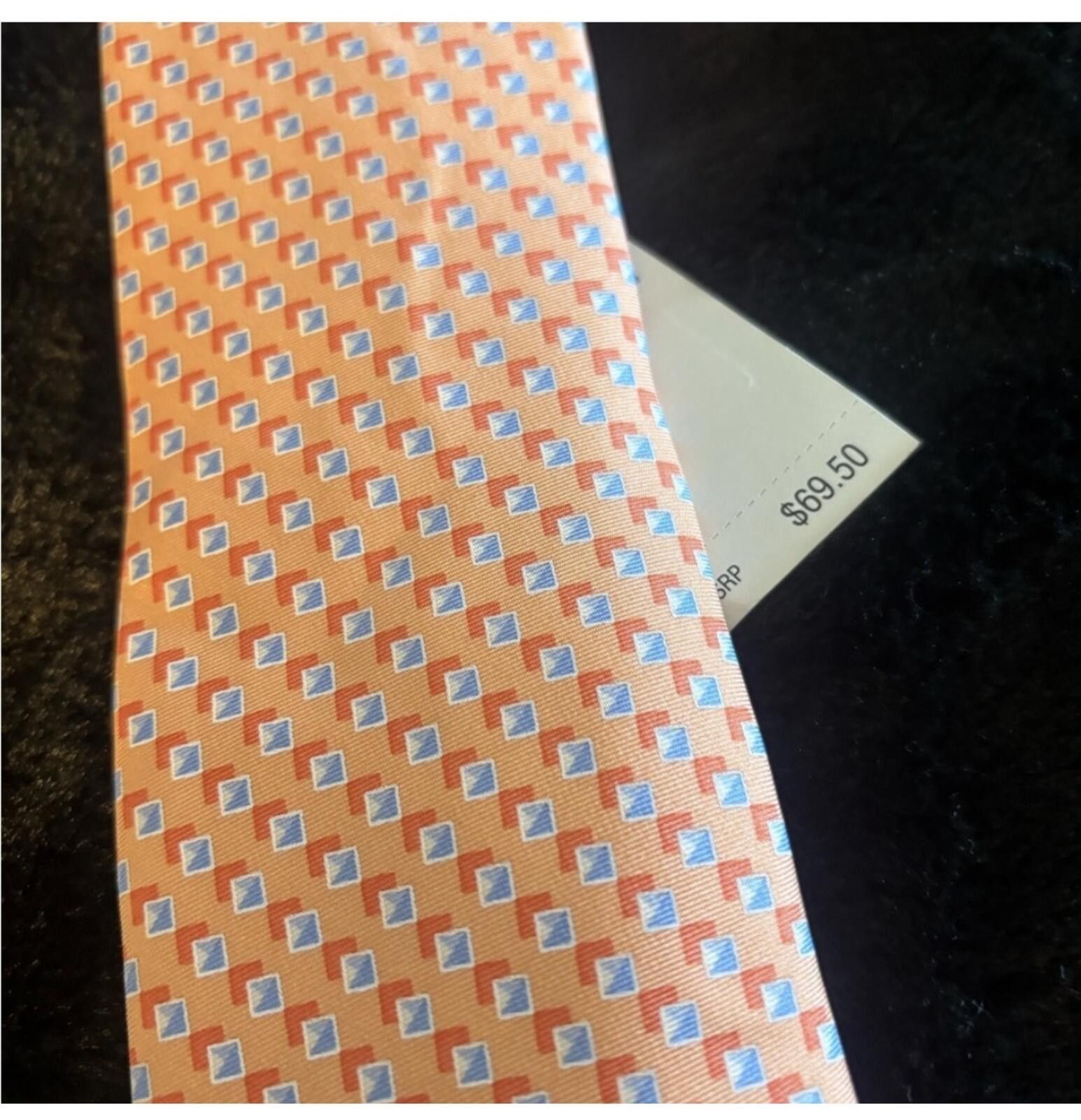 Michael Kors (Michael Kors) Orange and White Textured Tie Size ONE SIZE - 2 Thumbnail
