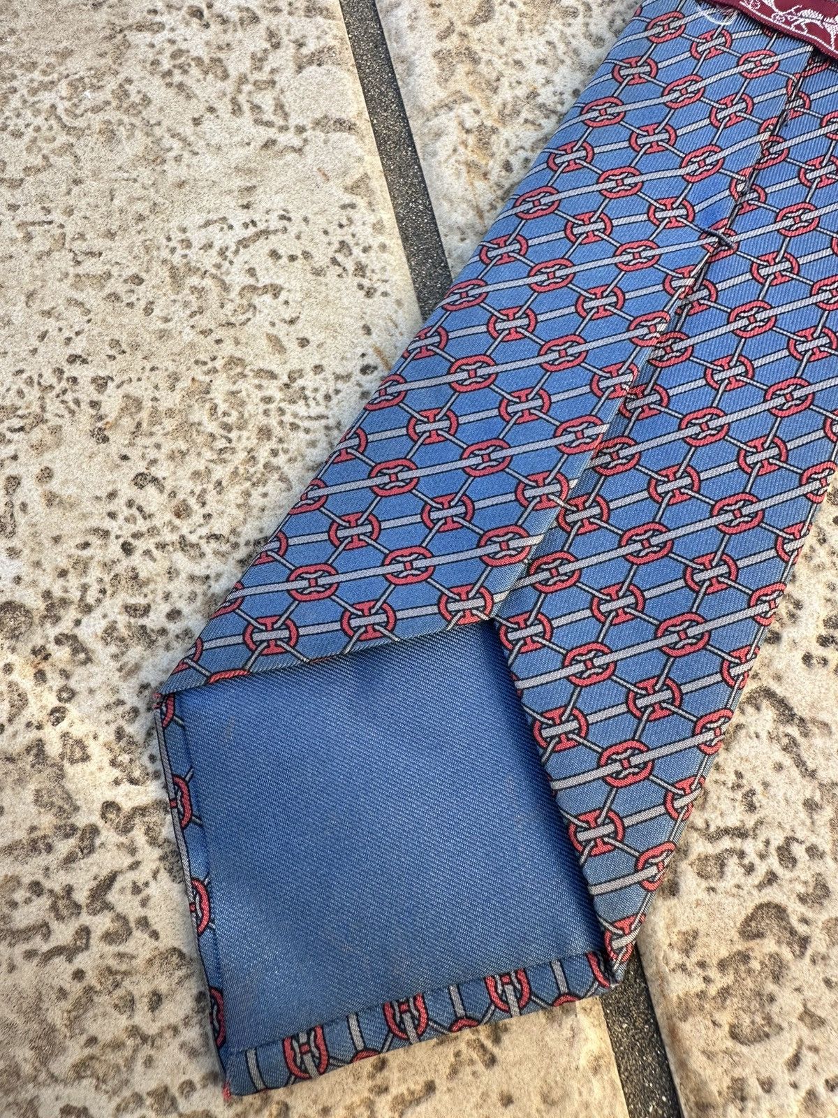 Hermes Hermès Silk Blue Tie Size ONE SIZE - 5 Thumbnail