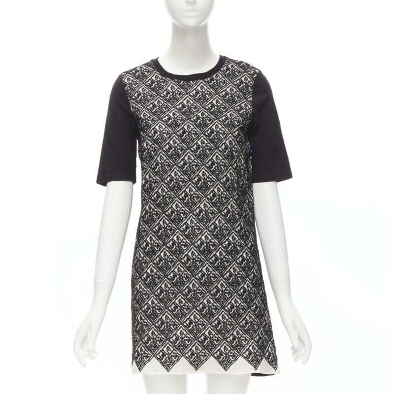 Giambattista Valli GIAMBATTISTA VALLI geometric jacquard front black cotton t-shirt dress XXS Size XXS / US 00 / IT 34 - 1 Thumbnail