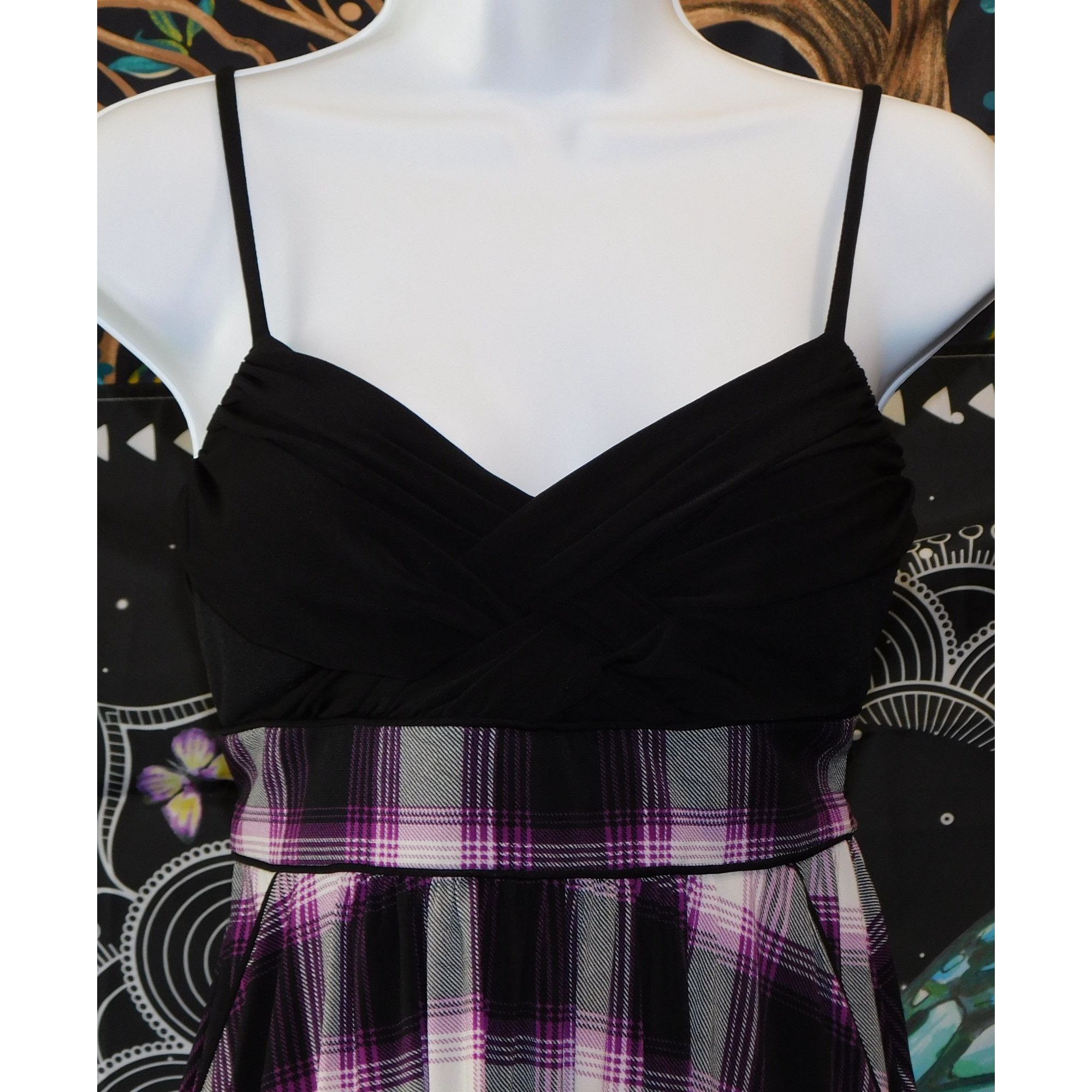 Other City Studio Gothic Purple And Black Plaid Mini Dress Size M / US 6-8 / IT 42-44 - 3 Thumbnail