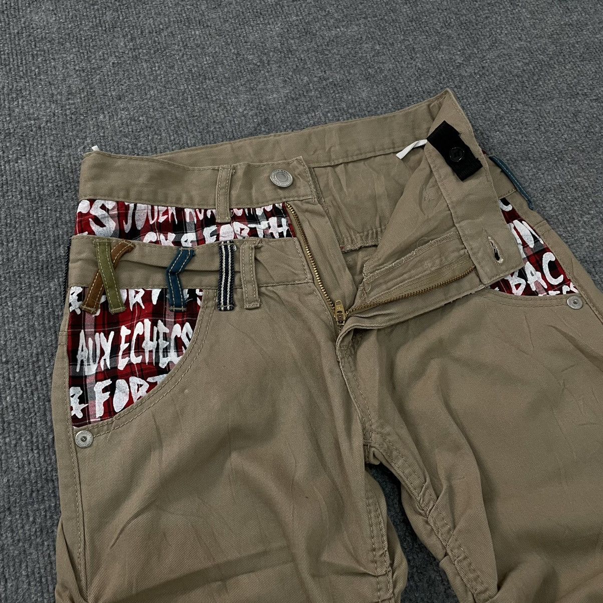 PPFM Ruched Double Waist Pants with Graphic Contrast Panels Size US 26 / EU 42 - 7 Thumbnail