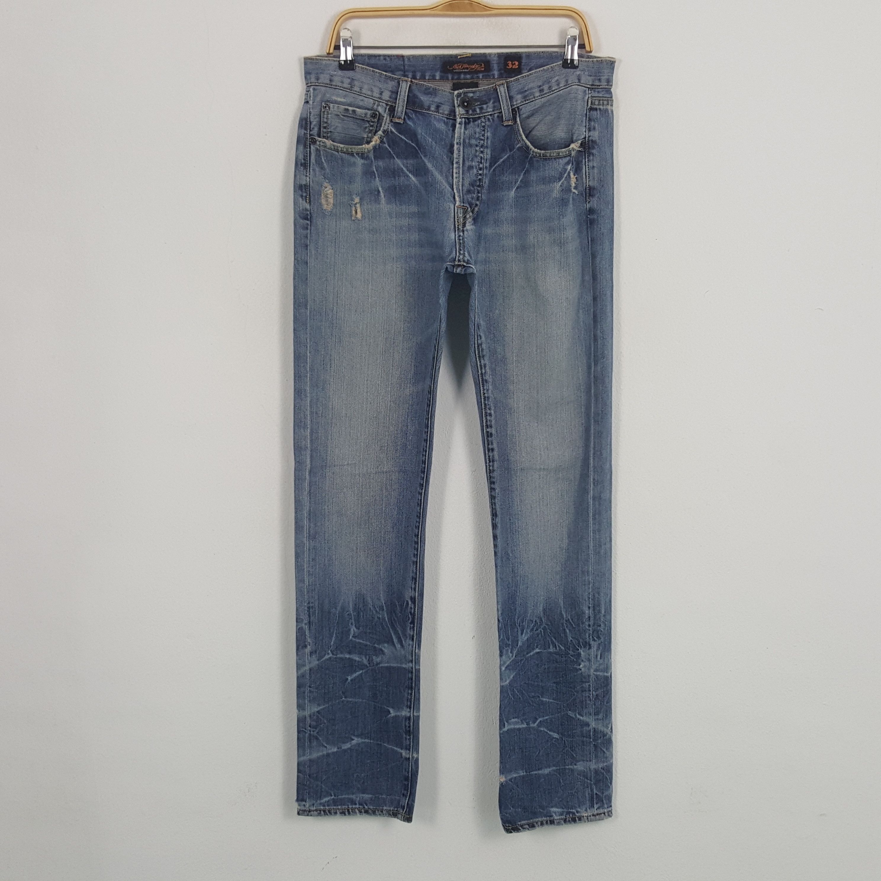 Christian Audigier × Ed Hardy × Vintage Vintage Ed Hardy Christian Audigier Custom Art Denim Jeans Size US 32 / EU 48 - 4 Thumbnail