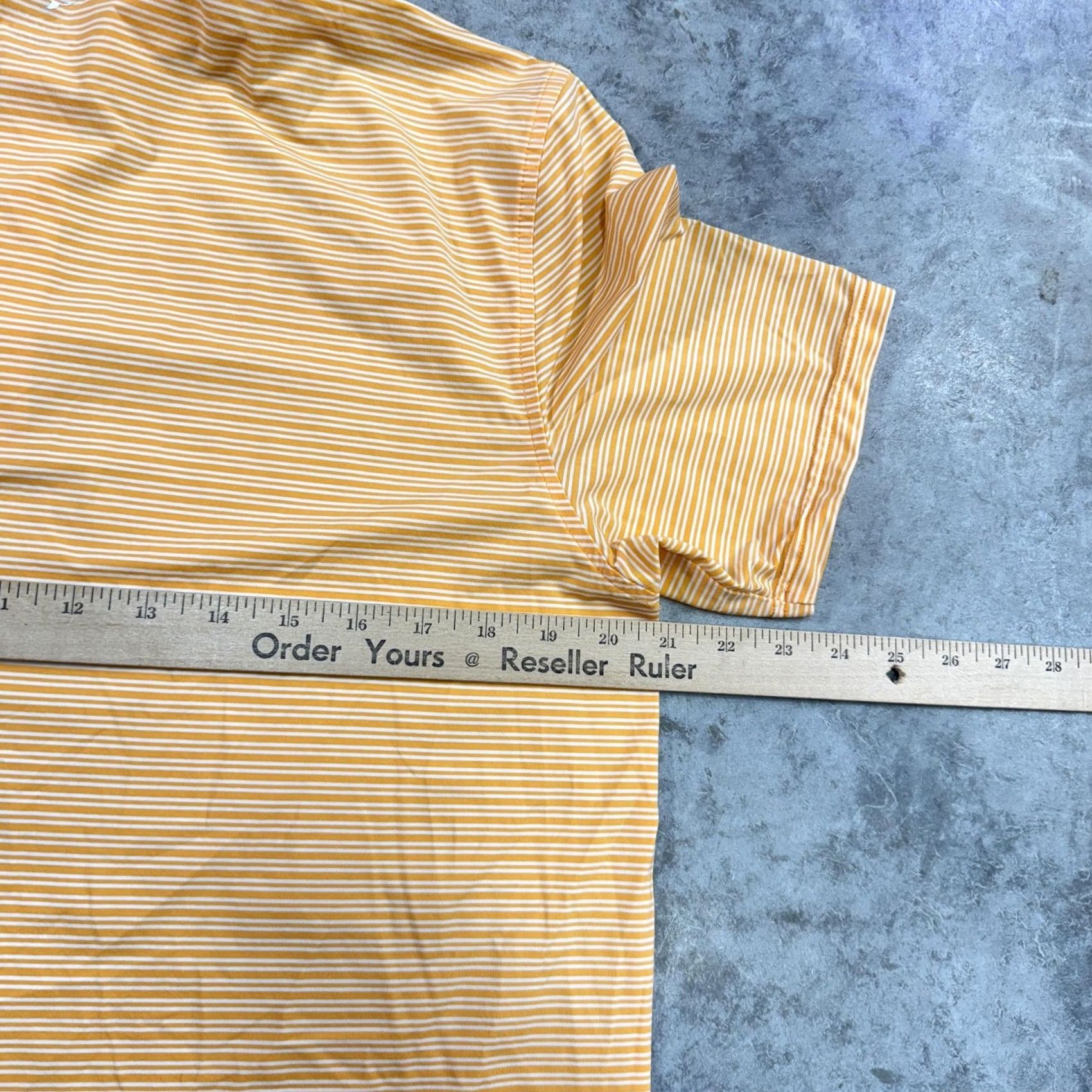 Peter Millar Southern Tide polo Shirt Mens M Orange White Stripe Golf brrr Performance Size US M / EU 48-50 / 2 - 5 Thumbnail