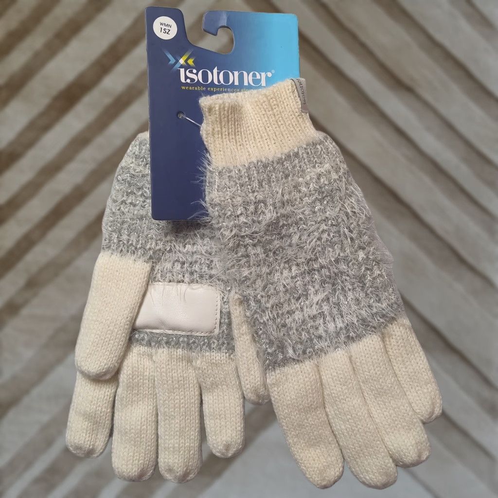 Vintage VINTAGE? no — ISOTONER Women One Size Ivory Acrylic Blend Lined Gloves NEW Size ONE SIZE - 1 Thumbnail