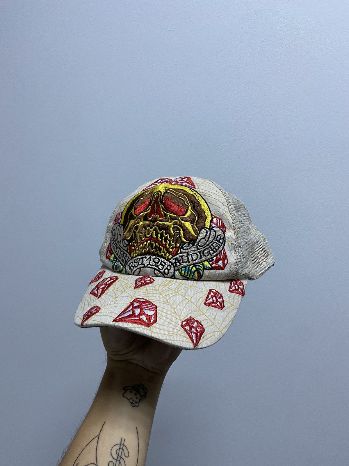 Ed Hardy × Vintage Ed Hardy Cap Vintage Skull Big Logo Embroidered Size ONE SIZE - 1 Thumbnail