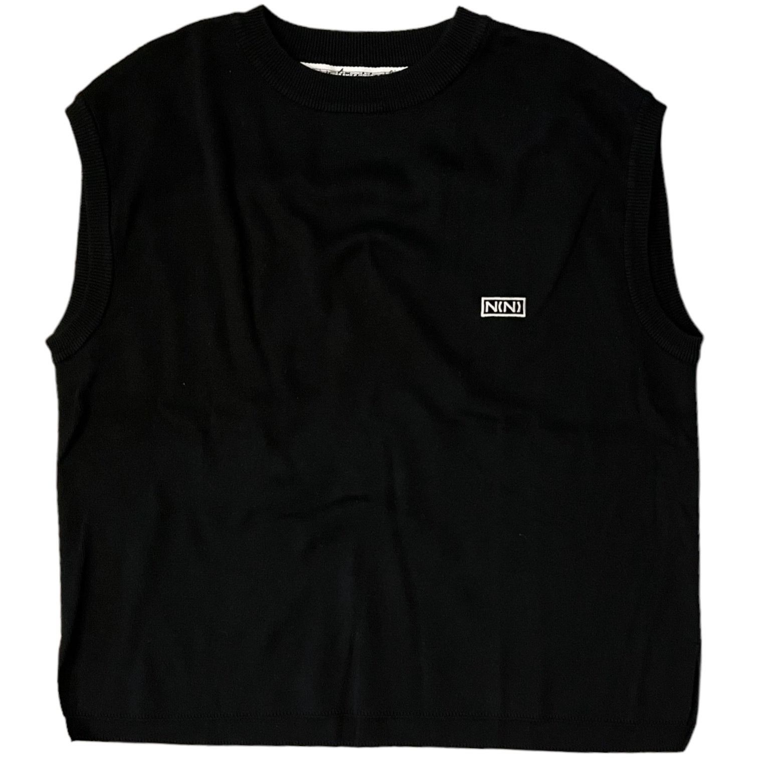 image of Number N Ine Number (N)Ine Sleeveless Knit Embroidered Logo Top in Black, Men's (Size Large)