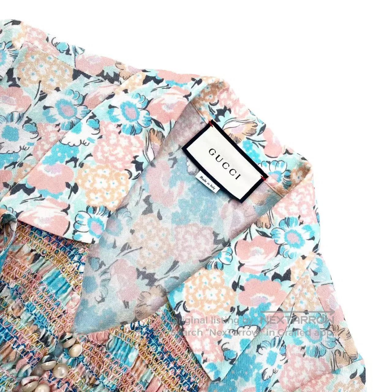 Gucci Guicci Floral printed bow short-sleeved dress| Size M / US 6-8 / IT 42-44 - 3 Thumbnail