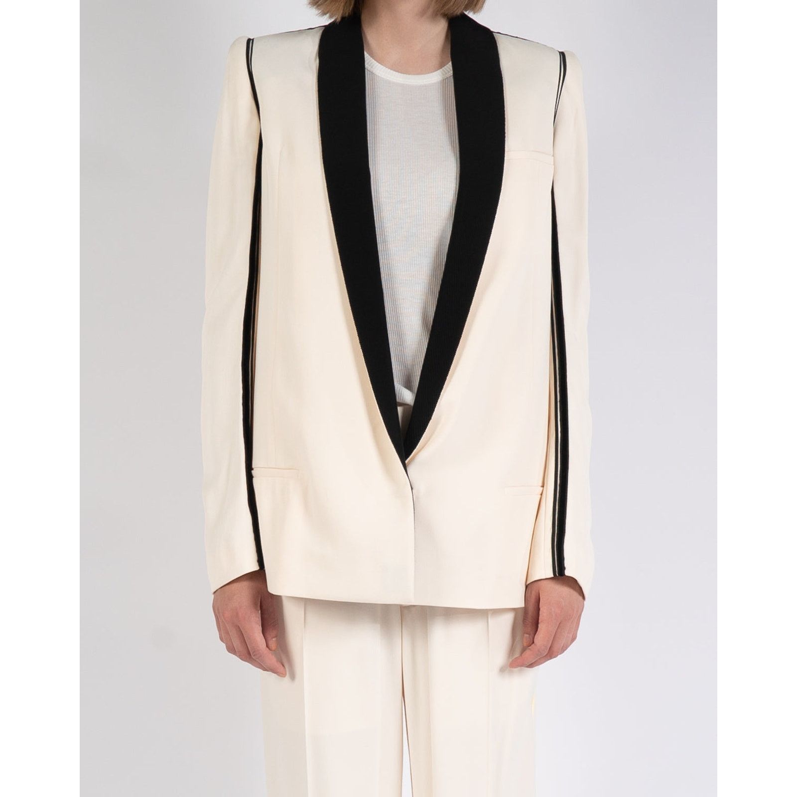 Haider Ackermann SS19 Beige Black Viscose Blazer Size S / US 4 / IT 40 - 3 Thumbnail