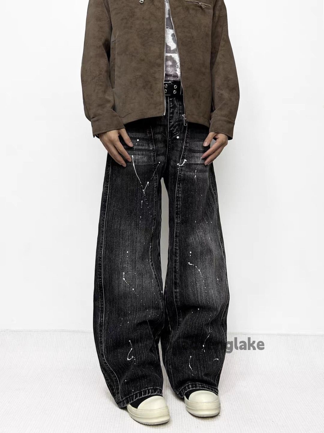 Jean Custom washed faded loose baggy skate hiphop paint jeans Size US 30 / EU 46 - 5 Thumbnail