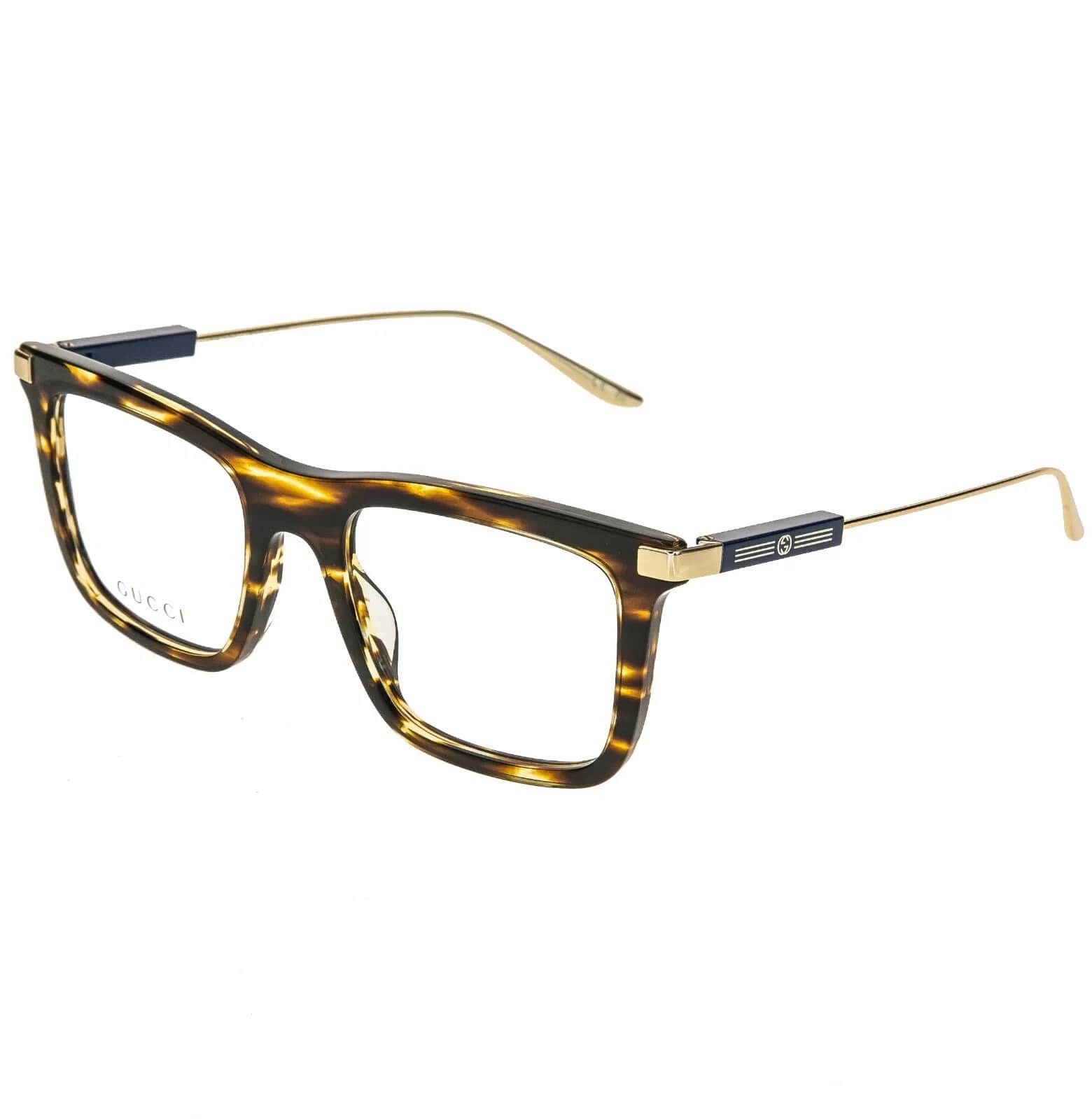 Gucci GUCCI 1438 Gold Havana Stripe Logo Eyeglasses GG1438O 003 Size ONE SIZE - 4 Thumbnail