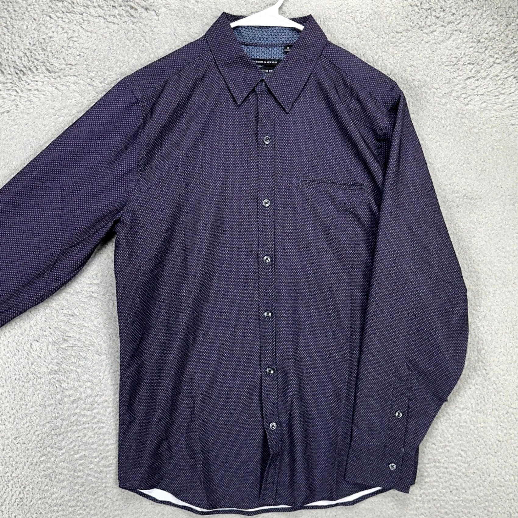 Kenneth Cole KENNETH COLE Mens Button Up Shirt Medium Blue Geometric Long Sleeve Slim Fit NEW Size US M / EU 48-50 / 2 - 2 Thumbnail