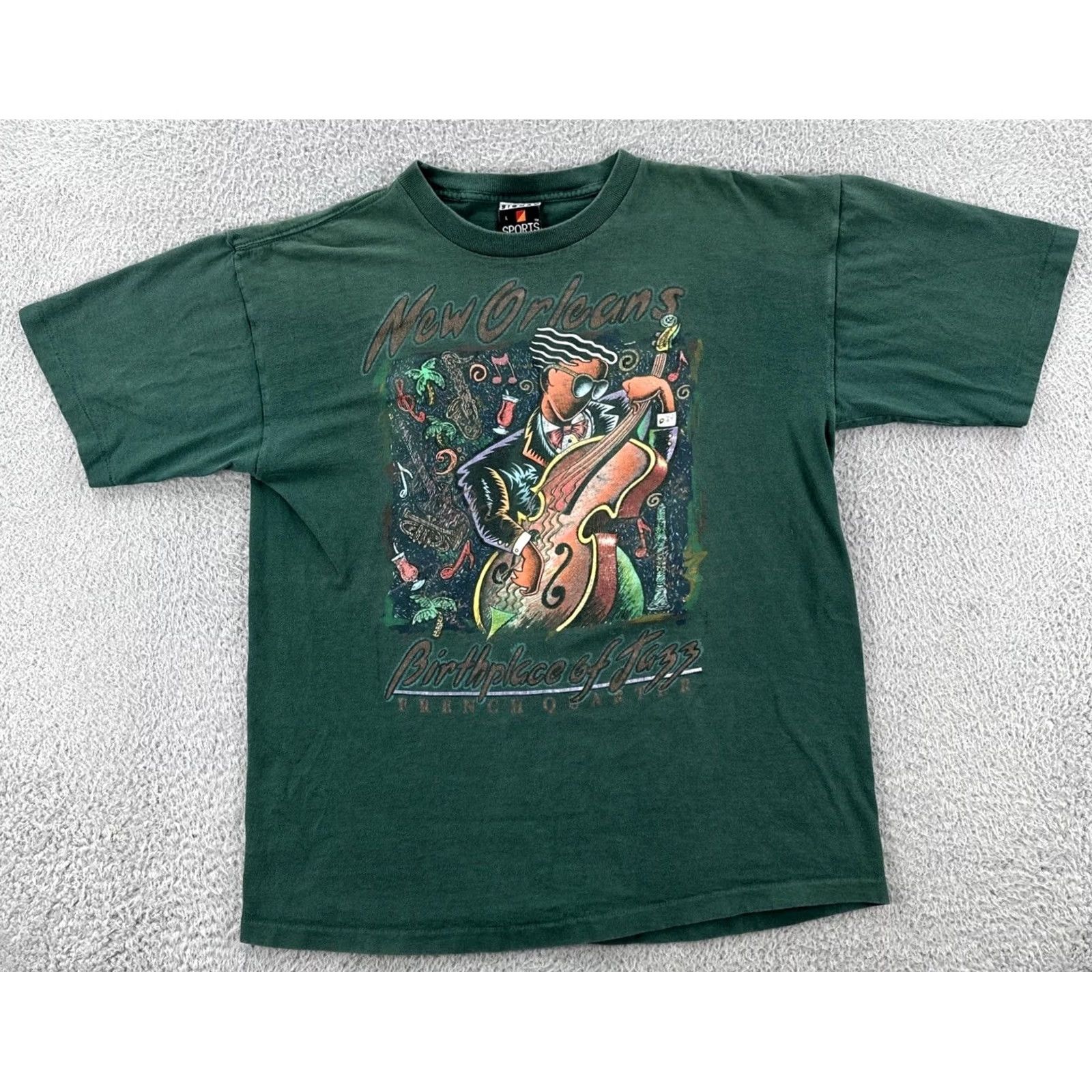 Vintage VINTAGE Signal Sport Shirt Mens Large Green New Orleans Jazz USA 90s Music Crew Neck Short Sleeve T Shirt Size US L / EU 52-54 / 3 - 2 Thumbnail