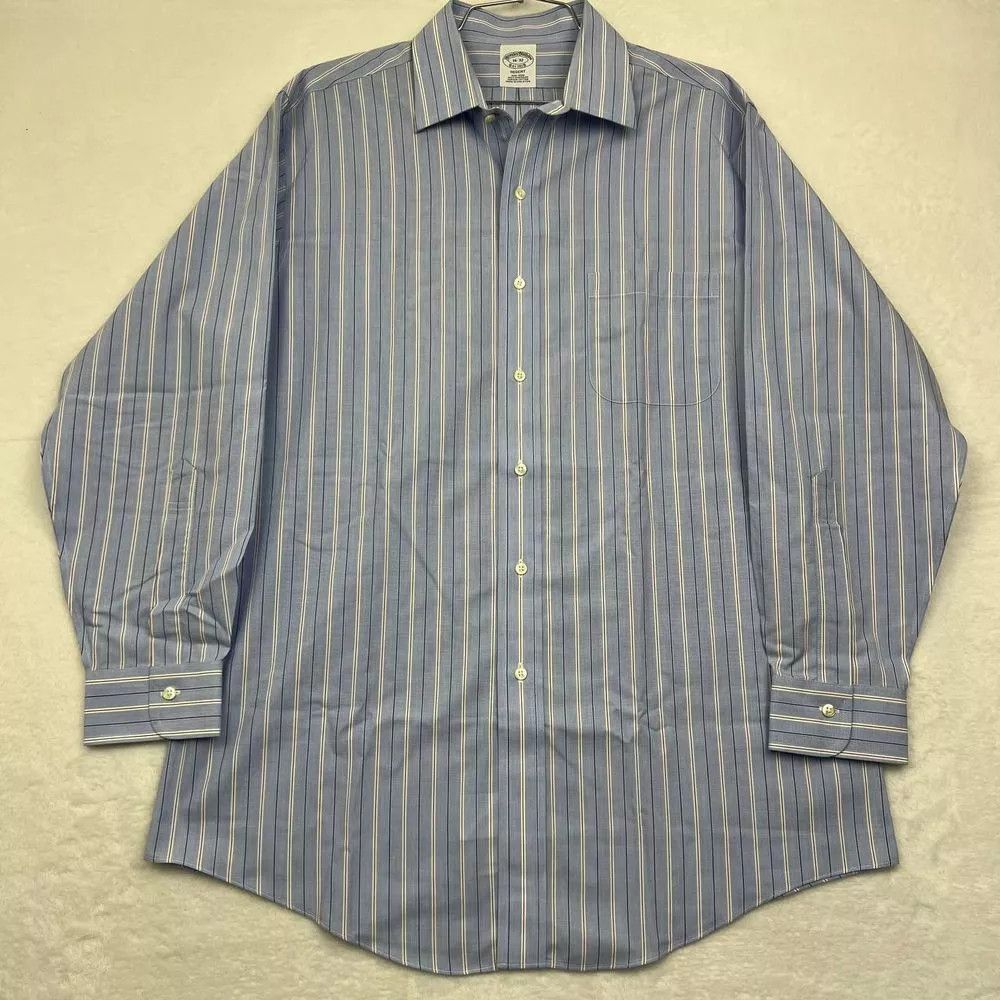 Brooks Brothers Est.1818 Long Sleeve Cotton Striped Shirt Men's XL cotton ivory Vintage Second Hand