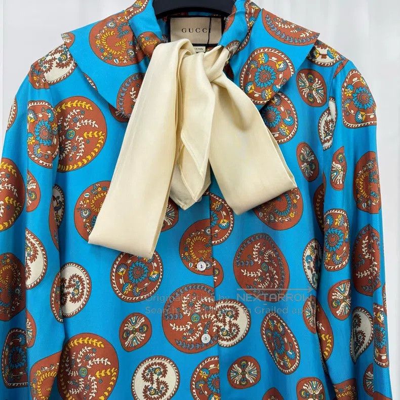Gucci Gucci Double G letter bow tie silk shirt Size XS / US 0-2 / IT 36-38 - 3 Thumbnail