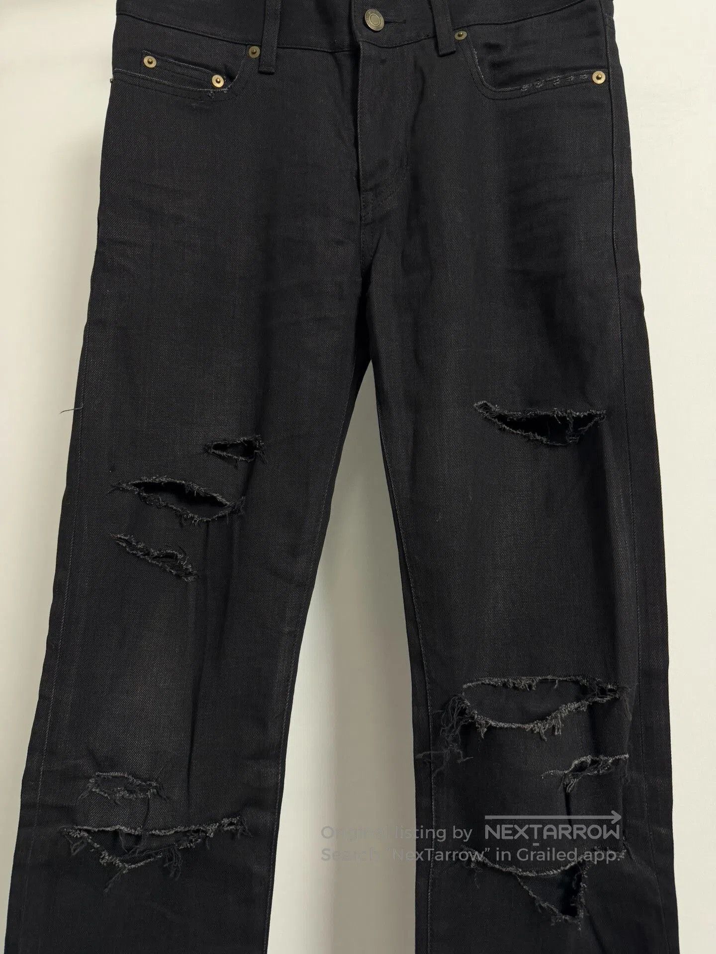 Saint Laurent Paris Saint Laurent Black Distressed Denim Pants. Size US 29 - 3 Thumbnail