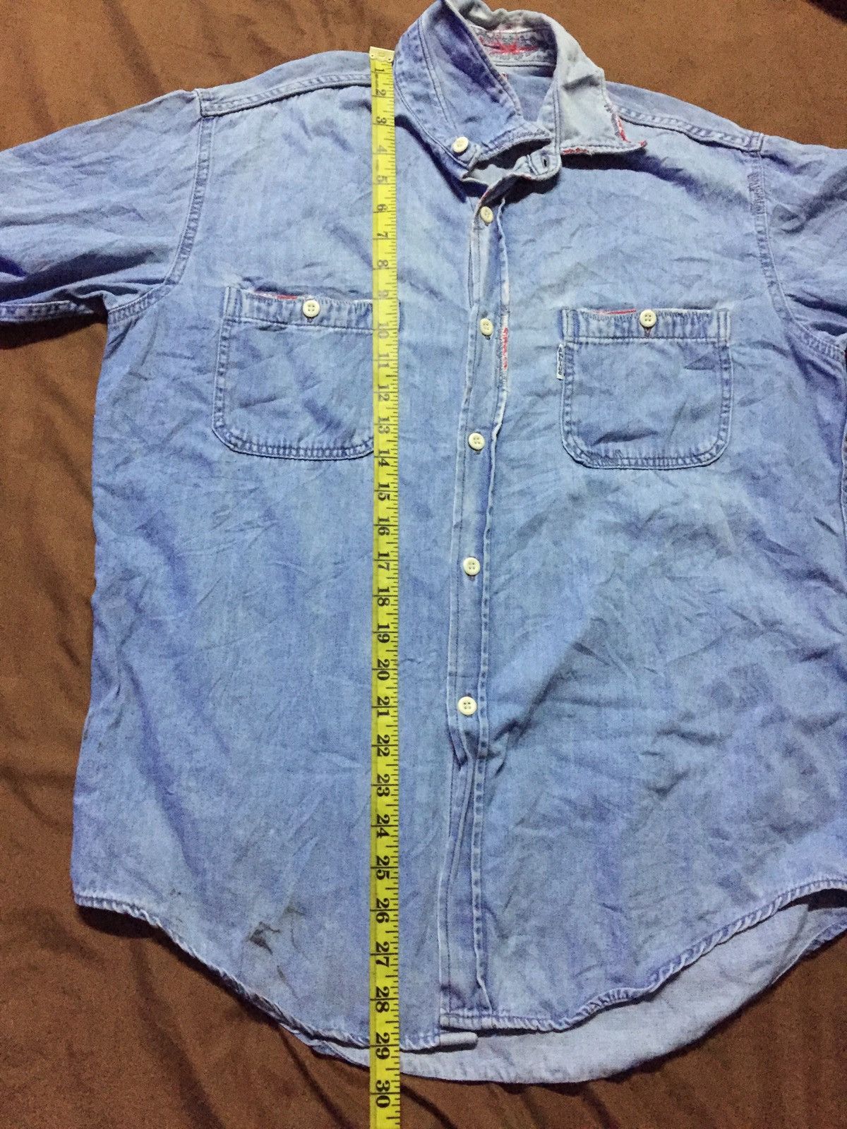 Japanese Brand Vintage Blue Blue Distressed Sunfaded Chambray Size US L / EU 52-54 / 3 - 9 Thumbnail