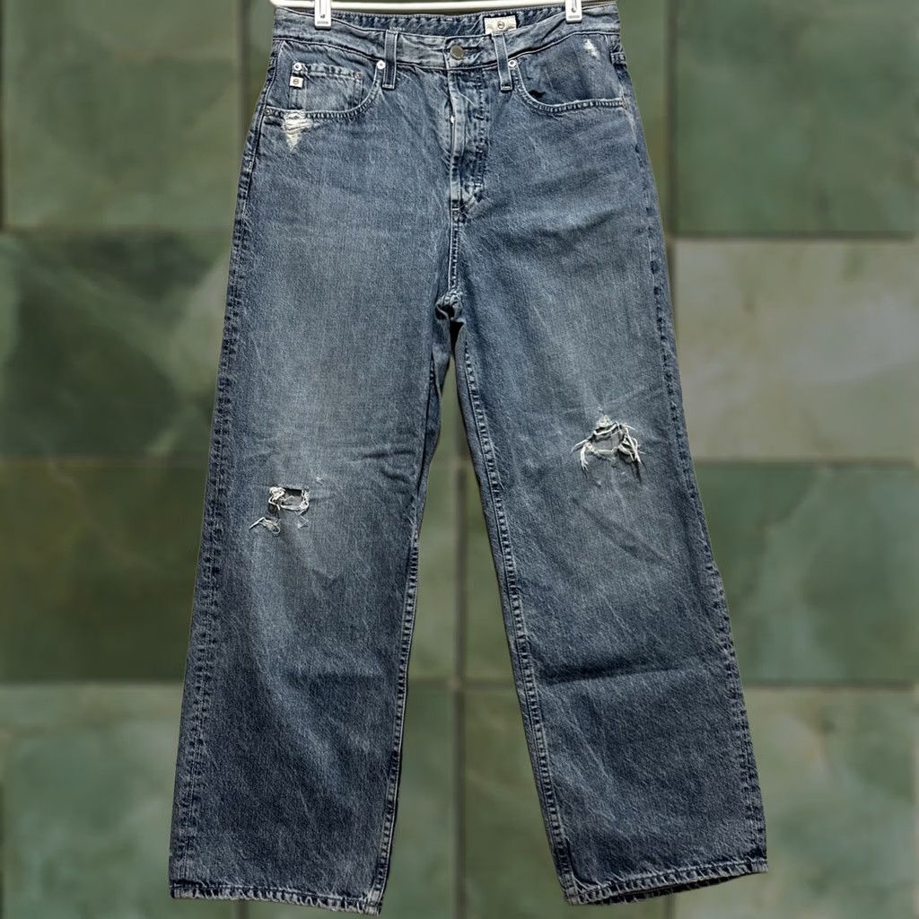 Vintage Adriano Goldschmied AG Knoxx High Rise Baggy Relaxed Boyfriend Jeans 29R Distressed Blue Womens Jeans 5-Pocket Denim Size 29" - 1 Thumbnail