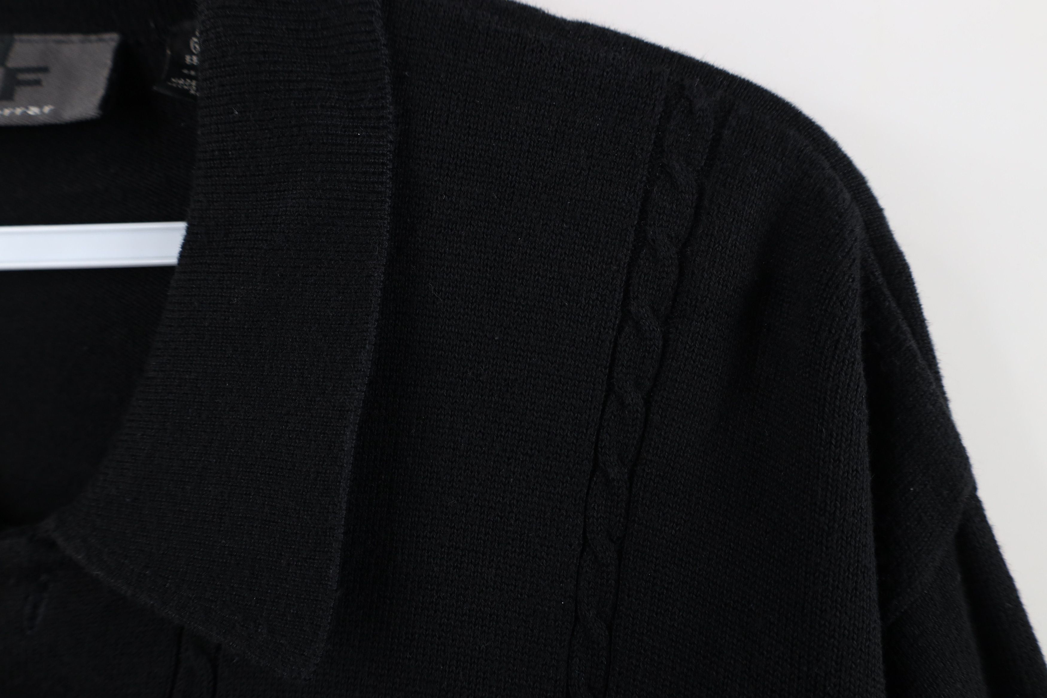 Vintage Vintage 90s Streetwear Blank Cable Knit Collared Polo Black Size US L / EU 52-54 / 3 - 5 Thumbnail