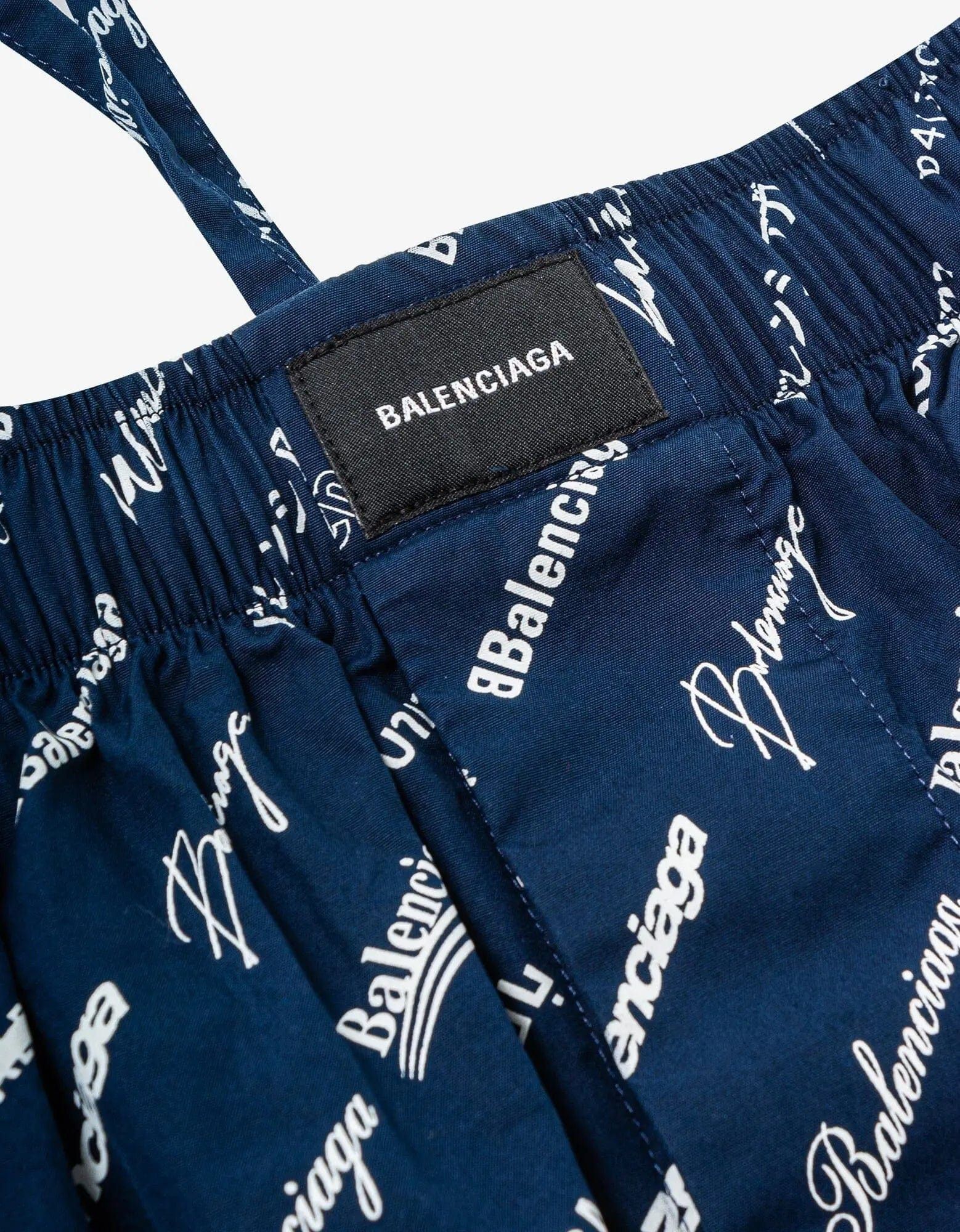 Balenciaga Balenciaga Blue Logomania Pyjama Shorts Size US 30 / EU 46 - 4 Thumbnail