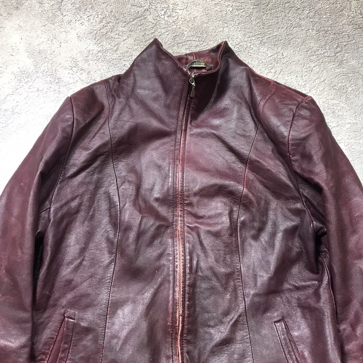 Vintage Vintage 90s Burgundy Leather Biker Jacket Streetwear Logo M Size M / US 6-8 / IT 42-44 - 3 Thumbnail