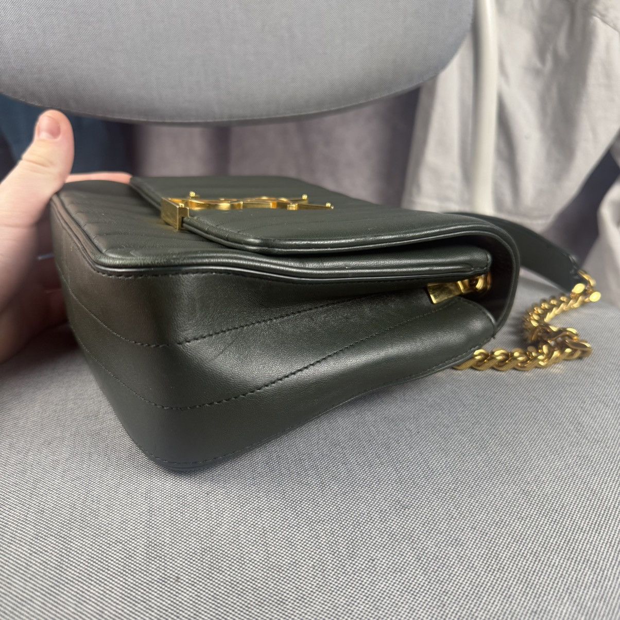 Saint Laurent Paris SAINT LAURENT 2018 Lambskin Vicky Chain Green Crossbody Bag Size ONE SIZE - 16 Thumbnail