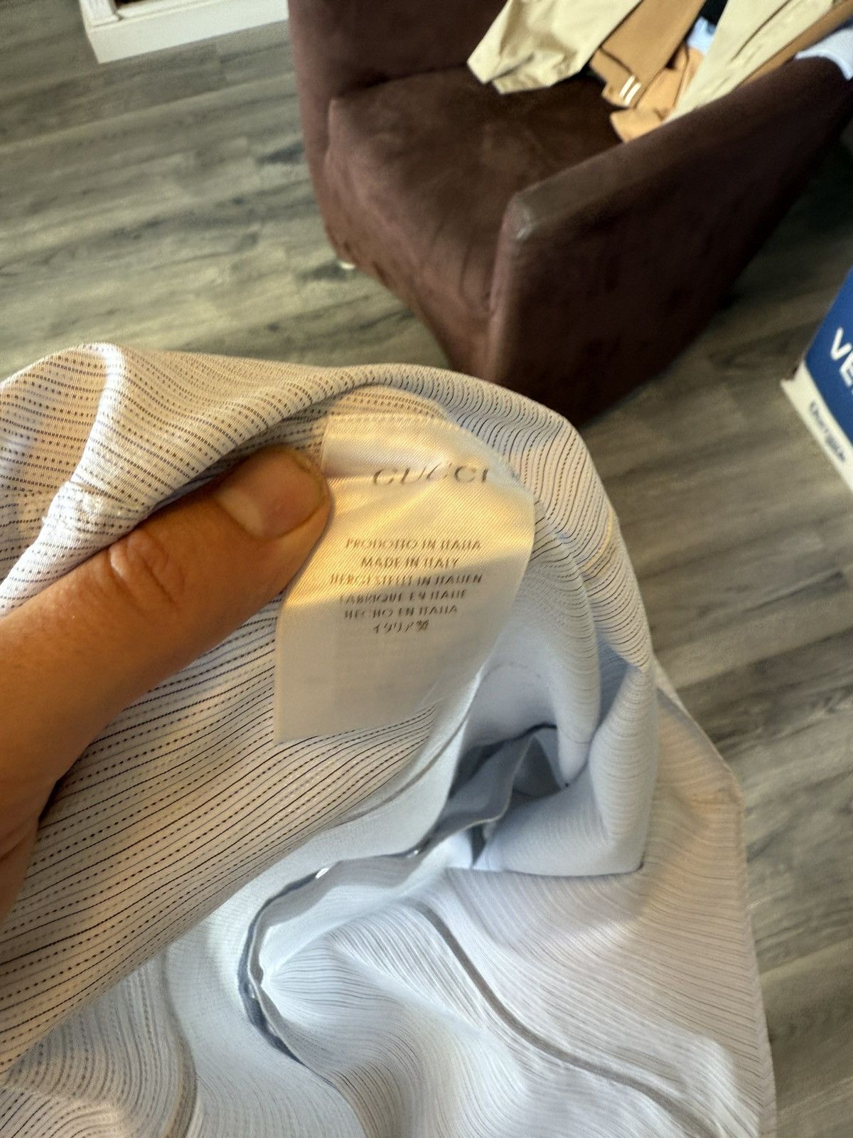 Gucci Blue Pinstripe Slim Shirt in Cotton Poplin Size US M / EU 48-50 / 2 - 9 Thumbnail