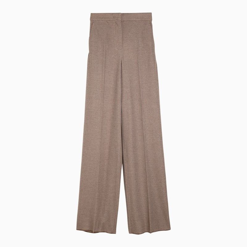 image of Max Mara Clay-Coloured Cotton Palazzo Pants in Beige, Women's (Size 26)
