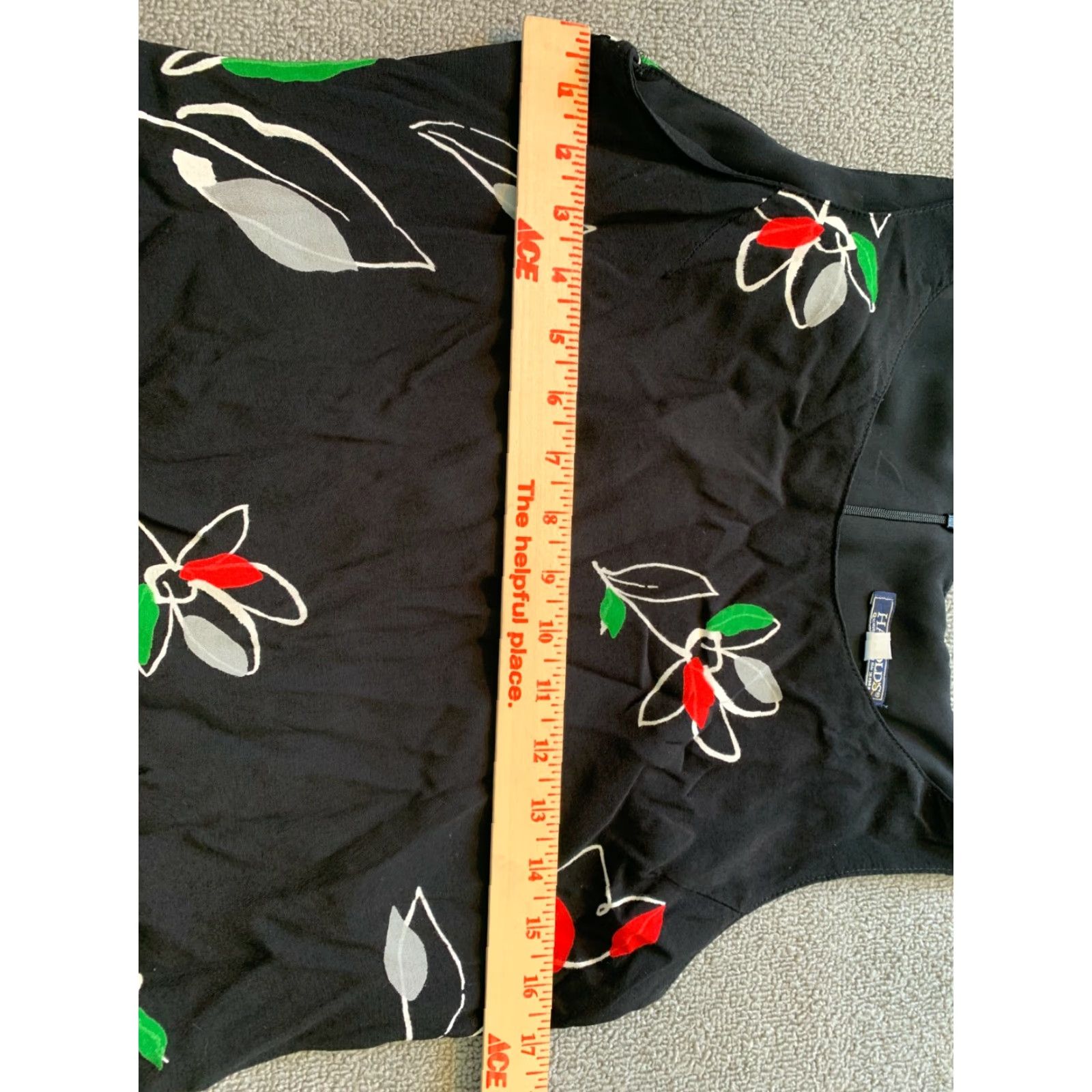 Vintage Harold's Womens Dress M Medium Black Floral Zip Back Sleeveless Size M / US 6-8 / IT 42-44 - 3 Thumbnail
