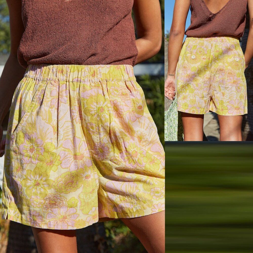 Free People Free People Palo Duro Yellow Floral Shorts Size M Size 32" / US 10 / IT 46 - 2 Thumbnail