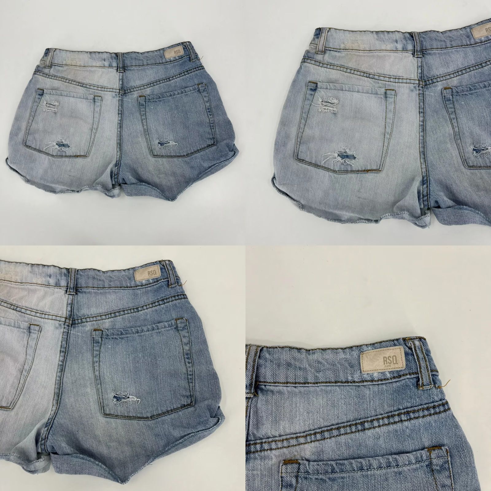 Rsq RSQ Denim Shorts Women's 3 Blue Midi Light Wash Distressed Cuffed Size 26" / US 2 / IT 38 - 8 Thumbnail