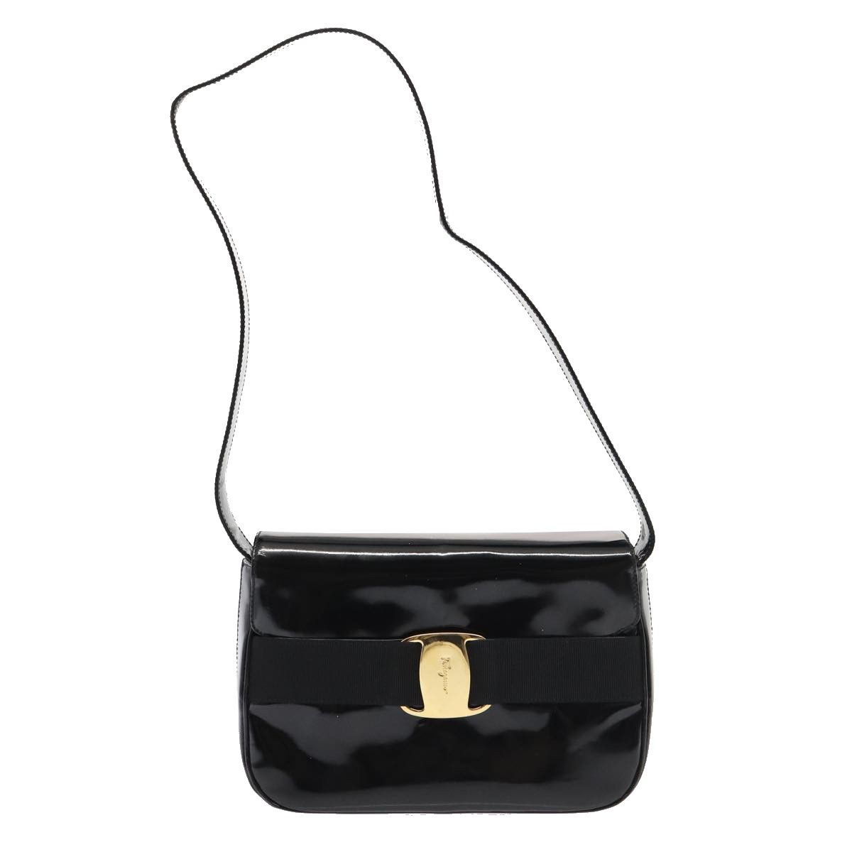 Salvatore Ferragamo Vara Black Patent Leather Shoulder Bag (Pre-Owned) Size ONE SIZE - 1 Thumbnail