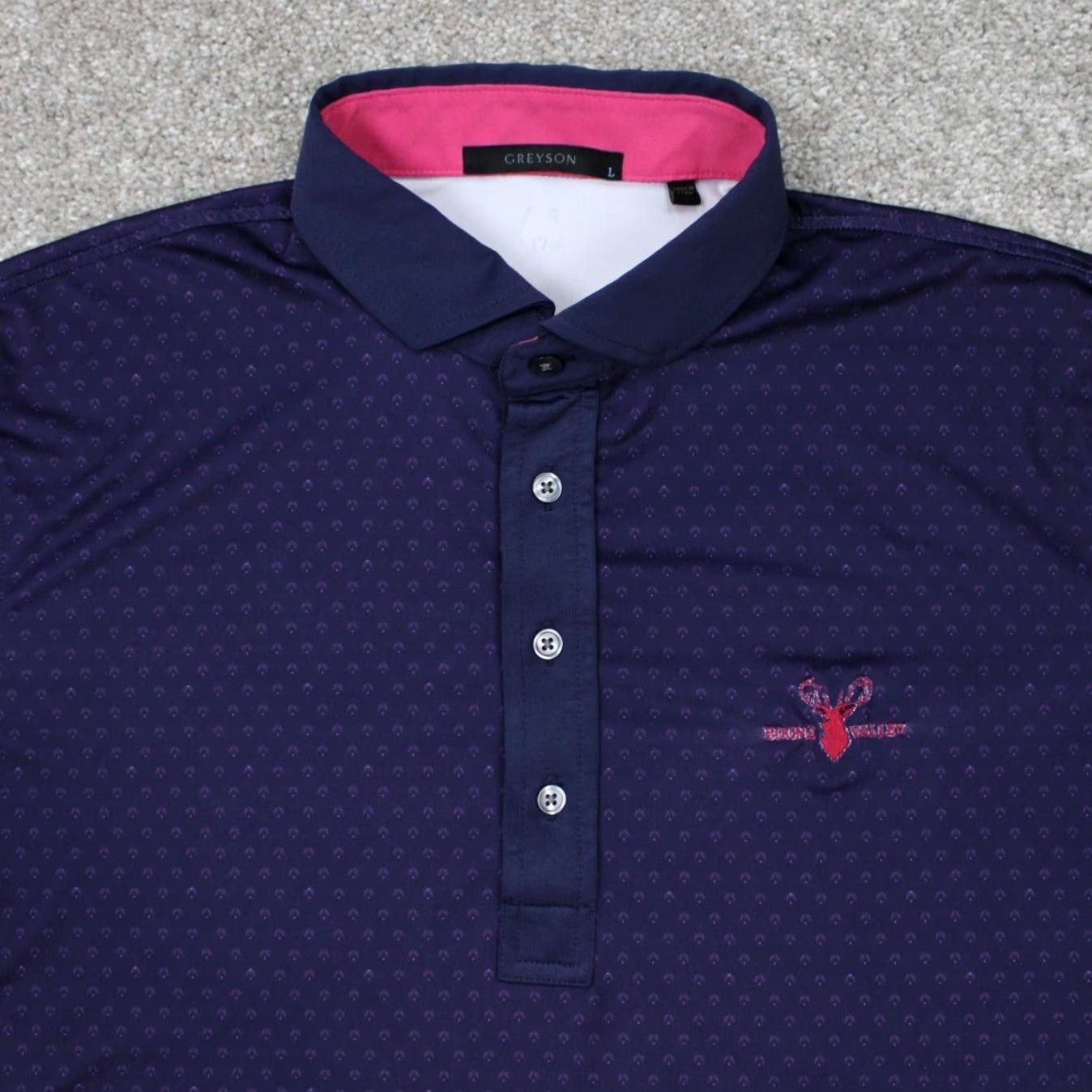 Vintage Greyson Polo Shirt Mens Large Purple Geometric Short Sleeve Pullover Size US L / EU 52-54 / 3 - 5 Thumbnail
