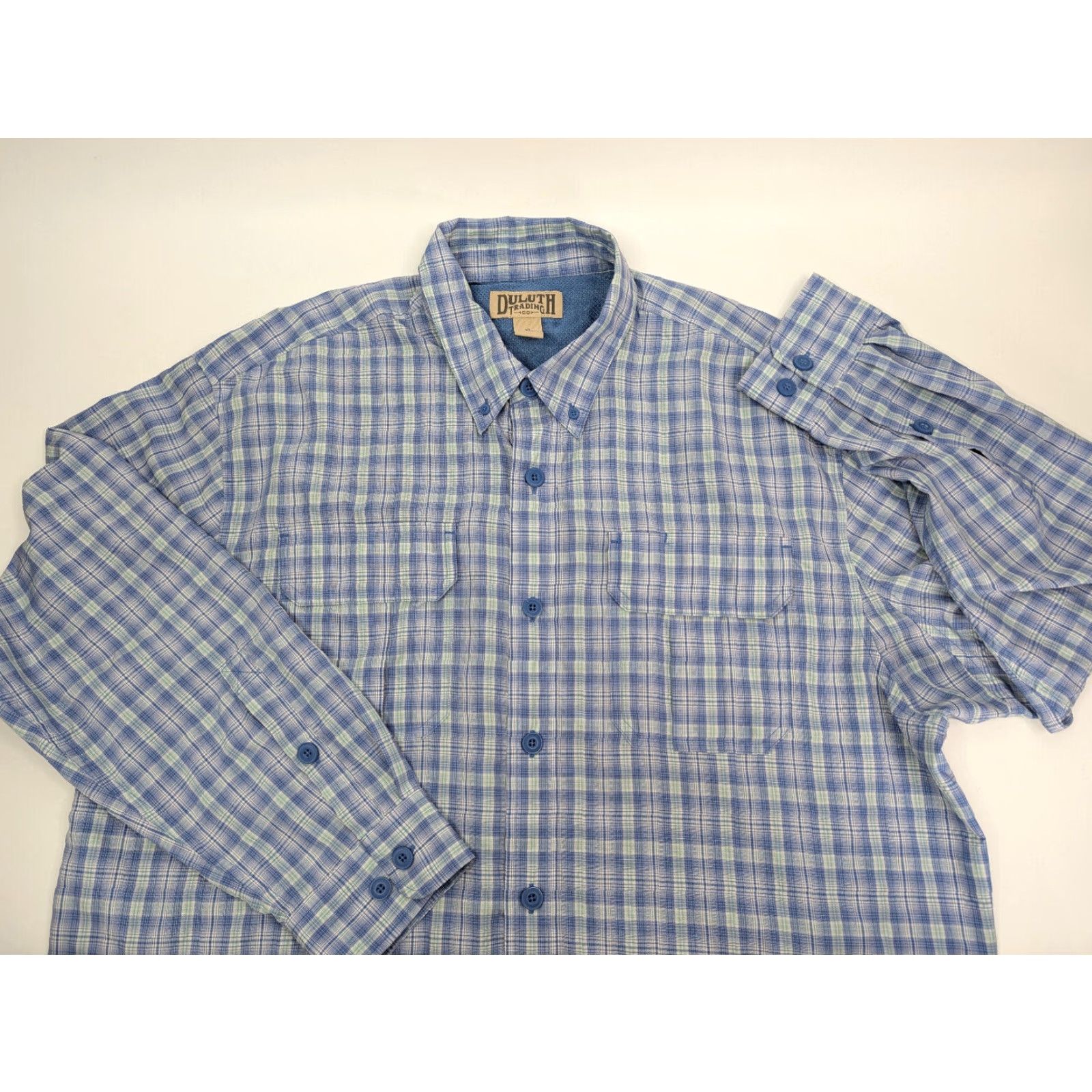 Duluth Trading Company Duluth Trading Mens XL Button-Up Blue Plaid Shirt Long Sleeve Outdoor Vented Mulit-Season? Size US XL / EU 56 / 4 - 2 Thumbnail