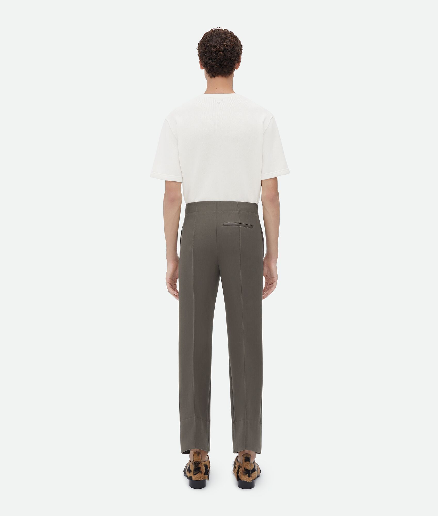 Bottega Veneta o1n1vont0125 Curved Shape Wool Pant in Olive Size US 38 / EU 54 - 3 Thumbnail